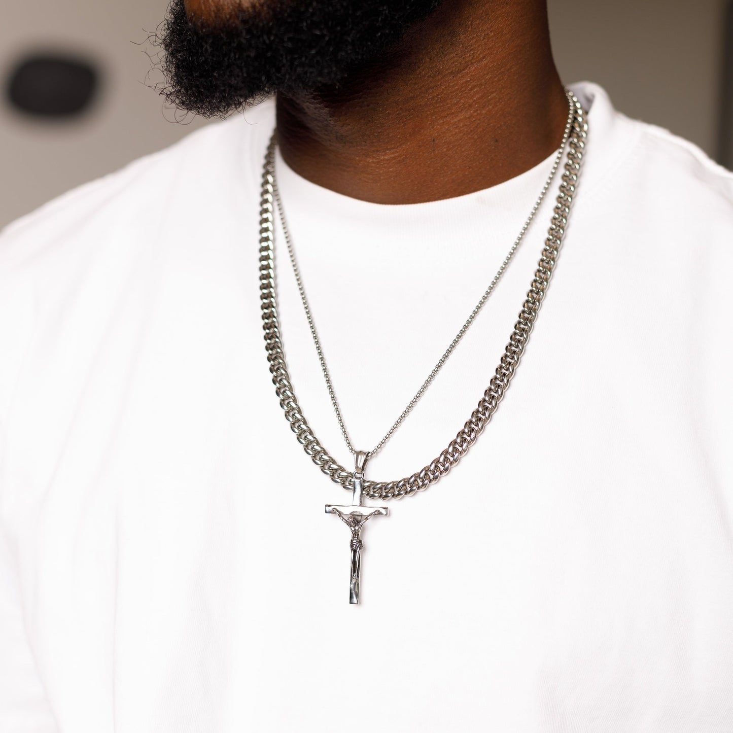 Cuban X Crucifix set(Silver)
