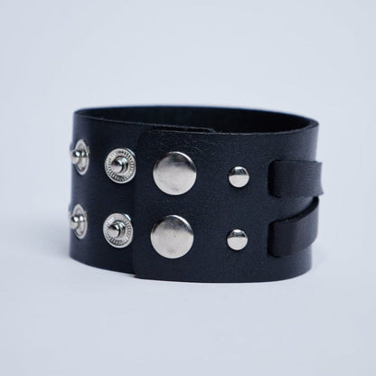 Biker leather bracelet - Black