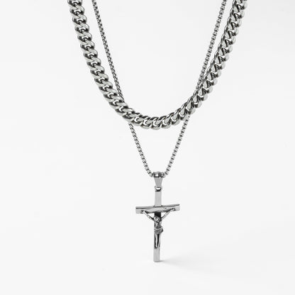 Cuban X Crucifix set(Silver)