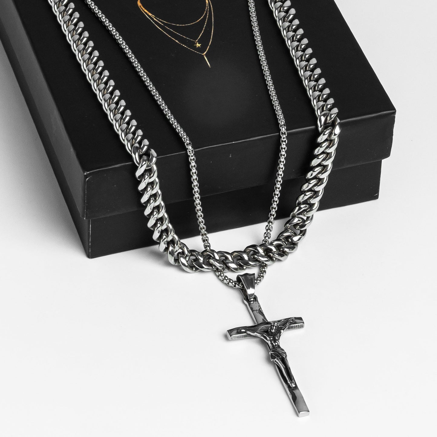 Cuban X Crucifix set(Silver)